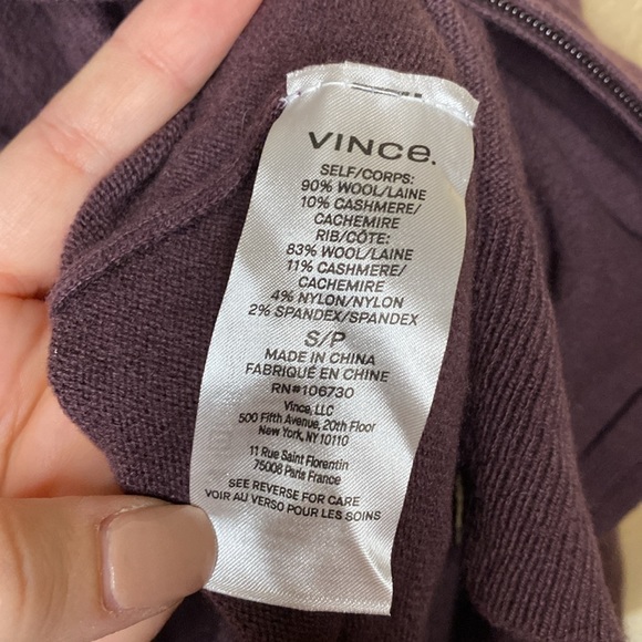 NWT VINCE Men’s Wool Cashmere full zip hooded sweater size small - Picture 8 of 11